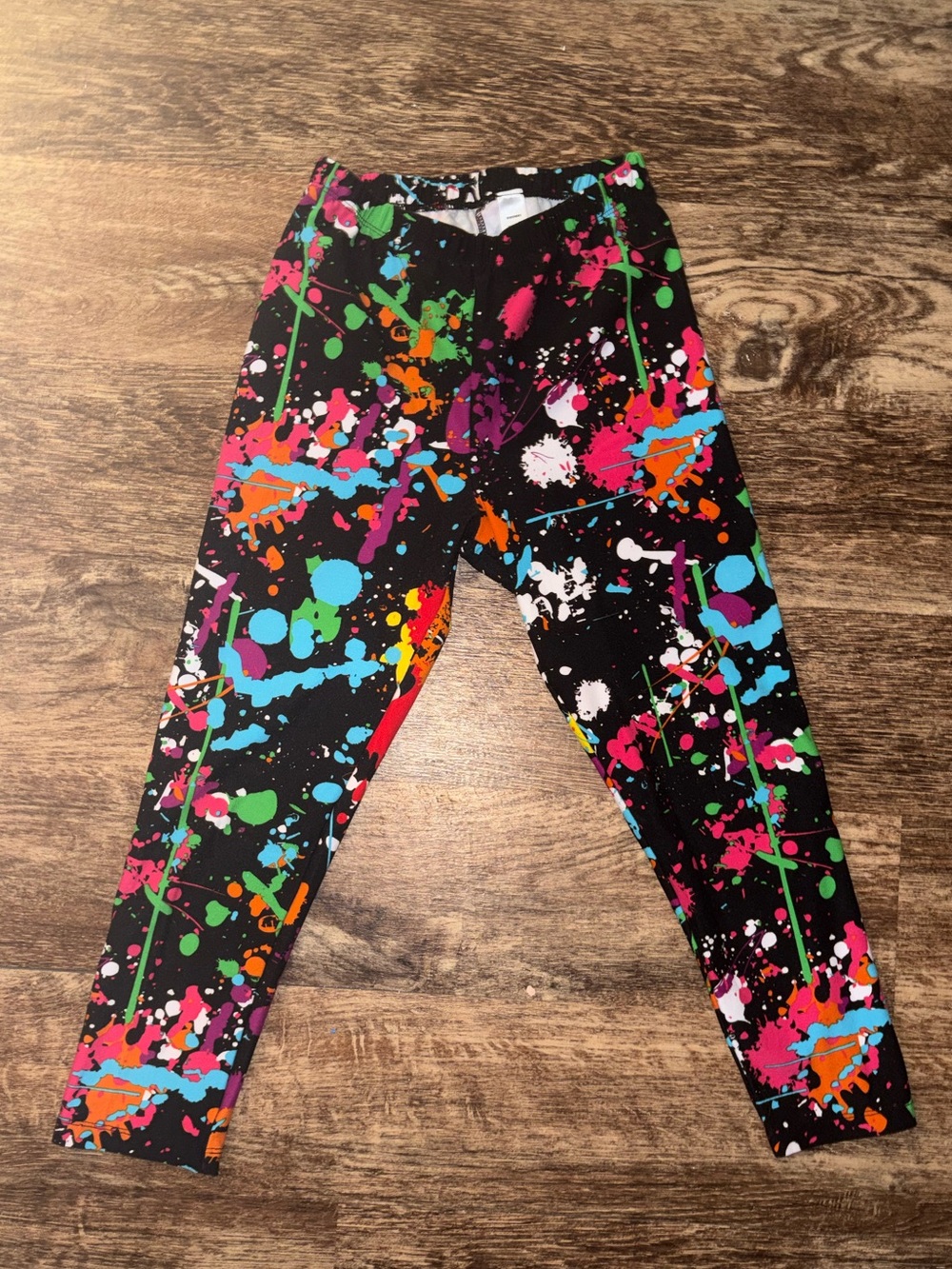 Black Leggings with Neon Paint-Splash
